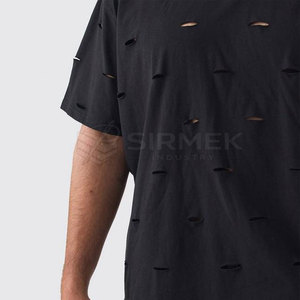 T-shirt décontracté en coton surdimensionné pour homme, effet usé, manches courtes, col rond, pour la mode streetwear, tenue quotidienne, tenue d'été - Product Image 4