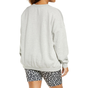 Sudadera Extra Grande para Mujer, Cuello Redondo, Color Gris Sólido, Mezcla de Algodón, Tejido de Punto, Manga Larga, Estilo Casual Otoñal - Product Image 2
