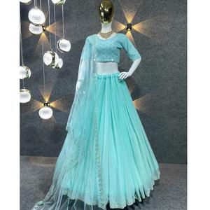 Designer 2024 Dernière Georgette Lehenga Choli Costume Collection Broderie Lourde Travail Mariées Mariages Fêtes De Mariée Vêtements De Fête - Product Image 1