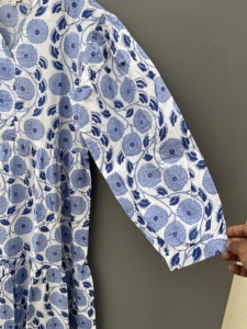 Maxi vestido bohemio hecho a mano para mujer, estampado Floral de algodón, suave, informal, tamaño libre, botón, decoración, diseño estampado Natural para - Product Image 4