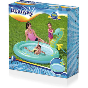 Piscine gonflable pour enfants avec douche hippocampe et jeux aquatiques - Product Image 2