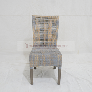 Chaise de salle à manger grise en rotin et bois pour la maison, la restauration, les hôtels, les cafés, les centres de villégiature et les projets de villas – Vente en gros - Product Image 3
