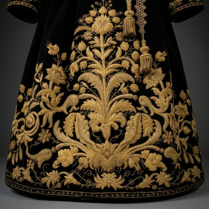 Chal Étnico Tradicional de Terciopelo Negro con Bordado Floral Dorado de Lujo, Transpirable y Cálido para Mujer, Ideal para la Noche de Invierno - Product Image 5