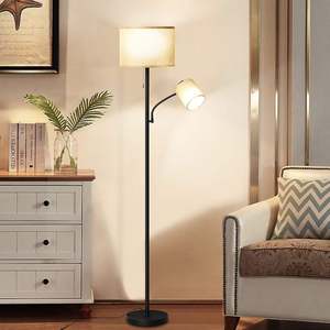 Moderna lampada da terra con paralume in tessuto a LED 1.8m per soggiorno regolabile luce di lettura Design industriale con stile scandinavo - Product Image 6