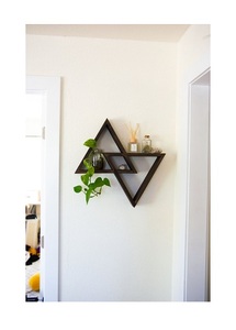 Nouveaux supports muraux de décoration de maison au design antique fait à la main avec étagères murales de stockage de plateau en bois à 2 couches à un prix abordable - Product Image 3