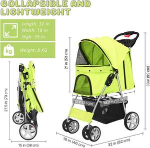 TH-PSP-229 tout nouveau design de haute qualité de fabricant de poussette pour animaux de compagnie avec cadre en acier chariot pour animaux de compagnie avec roue de rotation - Product Image 4