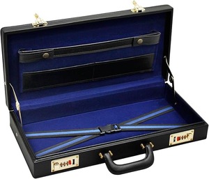 Premium & Executive Masonic Regalia Apron Half Briefcase Black Real Leather Hard Apron Case with Gold Locks | Freemason Bags - Product Image 1