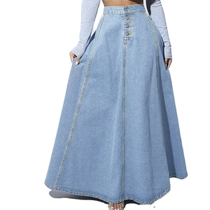 Jupe en jean style robe pour femmes personnalisée, avec ceinture boutonnée, coupe ample, jupe en jean décontractée, streetwear - Product Image 5