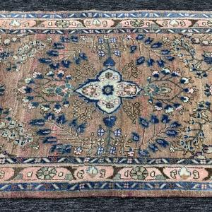 Alfombra Turca de 2.6x11.9 pies, Alfombra Vintage, Alfombra con Diseño Floral Azul - Product Image 5