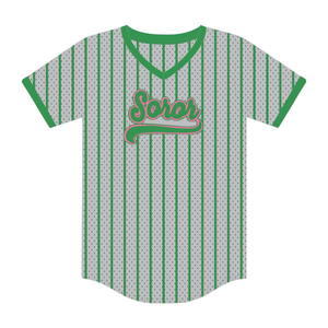 Jersey de Béisbol Soror 08 Gris Claro, Jersey Universitario Rosa y Verde para Mujeres, Ropa Casual Elegante para Hermandad Universitaria - Product Image 5