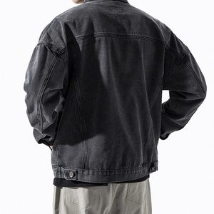 Chaqueta Vaquera de Invierno para Hombre con Letras en la Parte Delantera, Cuello Alto, Corte Ajustado, Bolsillos con Cremallera - Product Image 4