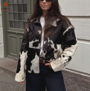 Chaqueta de Cuero Vacuno Genuino para Mujer |   Abrigo y Chaqueta de Moda de Piel de Vaca con Pelo Natural - Product Image 3