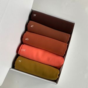 Ensemble 5 pièces hijab dégradé en soie Medina marron/orange dégradé foulard musulman léger - Product Image 1