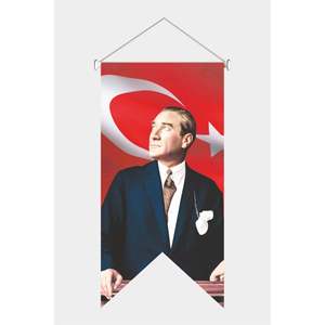 Drapeau cerf-volant Atatrk imprimé numériquement en satin et soie, style élégant - Product Image 1