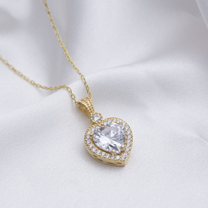 สร้อยคอหิน CZ ดีไซน์รูปหัวใจจี้เครื่องประดับเงิน925ทำมือขายส่ง - Product Image 4