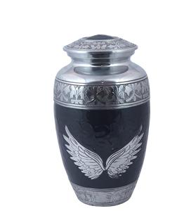 Silver Engraved Cremation Urn for Human Ashes Adult Funeral Urn Handcrafted - <b>Large</b> Burial Urn for Human Ashes <b>Angel</b> <b>Wing</b>-6 - Product Image 2