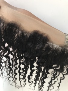 Extensiones de cabello humano rizado de 13x4, cabello mongol ondulado con cutícula de encaje frontal, sin procesar, Remy virgen - Product Image 3