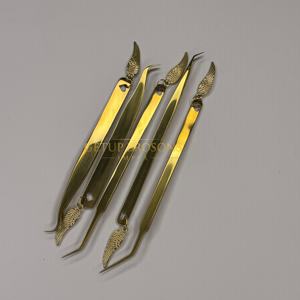 Pince à épiler GETUP BROSONS IMPEX GBI Russian Volume Gold Plasma 45/90 degrés pour extensions de cils, isolation des bouquets, à dents, avec ailettes décoratives - Product Image 5