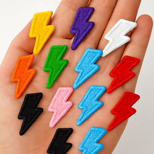 100 patchs thermocollants en forme de éclairs, 10 couleurs vives, 10 de chaque couleur, pour broderie DIY sur chapeaux, sacs, vestes - Product Image 1