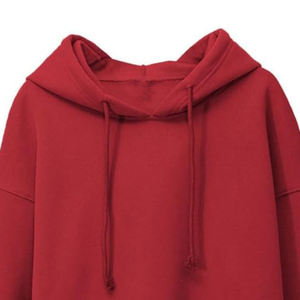 Sudadera con capucha recortada de color sólido personalizada, sudadera informal holgada con capucha con cordón para unisex - Product Image 3