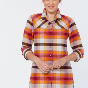 Camisa de franela a cuadros de talla grande para mujer acogedora y elegante, moda informal larga para aventuras al aire libre de otoño e invierno con Oem - Product Image 5