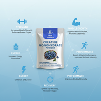 Créatine monohydrate micronisée en poudre, saveur framboise bleue, marque privée OEM, vente en gros pour compléments nutritionnels sportifs