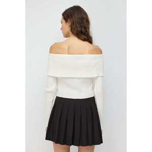 Haut en tricot en viscose/polyester à épaules dénudées, respirant, décontracté, pour femmes, pour l'automne/l'hiver - Product Image 5