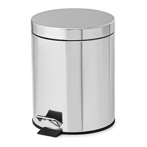 Minerva serie 5 litri pattumiera in acciaio inox cromato con finitura cromata a pedale contenitore cucina - Product Image 1