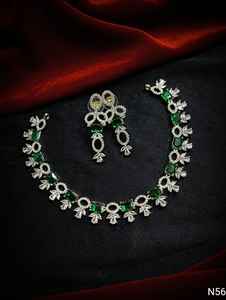 ENSEMBLE DE COLLIER DE MARIÉE EN DIAMANTS AMÉRICAINS et BOUCLES D'OREILLES CLASSIQUES ET DE HAUTE QUALITÉ ENSEMBLE DE BIJOUX DE MARIAGE POUR FEMMES DE STYLE CLASSIQUE - Product Image 3