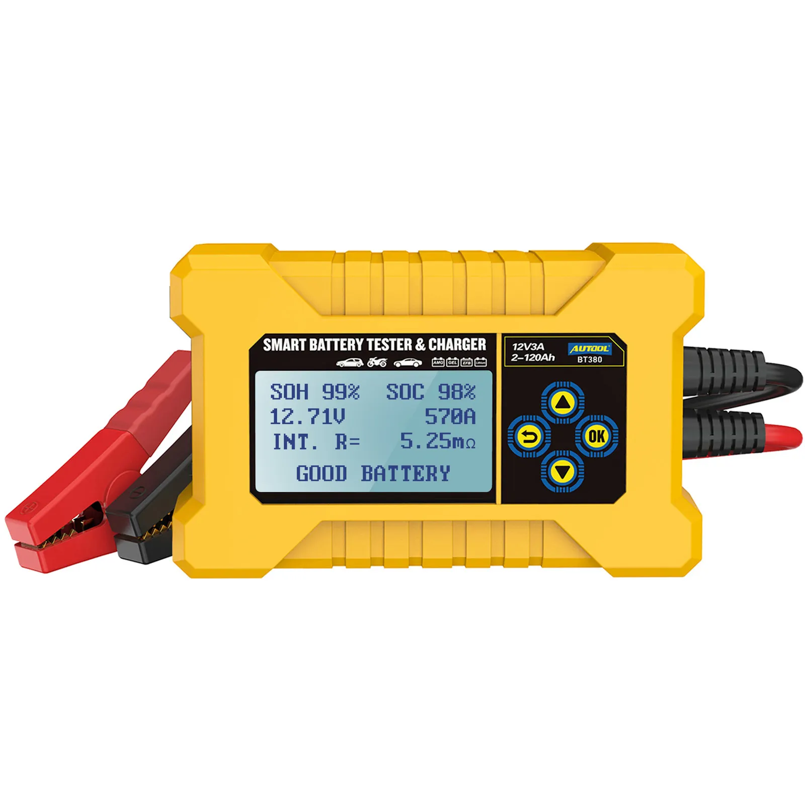 AUTOOL BT380 12V Car Battery Tester & Car Battery Charged Tool Automotive Battery Tester Analyzer Vehicle Power Bank CCA2400