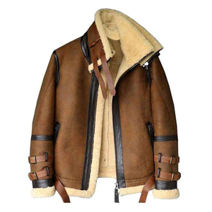 Vente en gros d'usine, veste en cuir véritable pour homme, en peau de mouton, en cuir de vache, streetwear d'hiver, mode, course, OEM - Product Image 2
