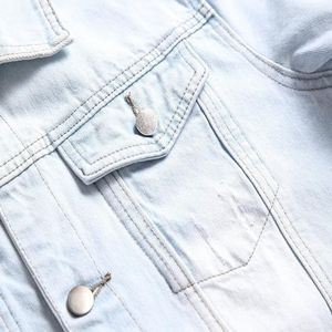 Veste en jean vintage délavée à l'acide avec détails boutonnés, écologique, respirante, pour homme, hiver, logo personnalisé, haute qualité - Product Image 6