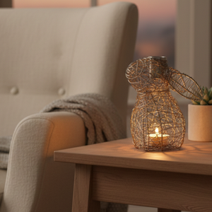 Porte-bougie décoratif en forme de lapin, élégant, cadeau d'art de bureau, léger, durable, élégant, finition lisse, pièce de décoration pour la maison - Product Image 4