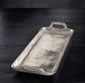 Bandeja Ovalada de Aluminio Martillado de Lujo con Asas, Platos de Metal Plateado Antiguo para Hotel, Restaurante, Boda, Decoración del Hogar - Product Image 2