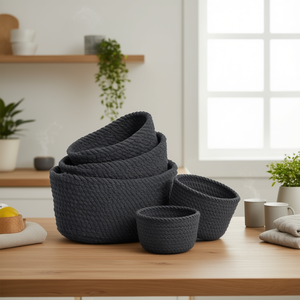 Zeller 3-Piece Set Anthracite BW Storage <b>Baskets</b> Modern and Stylish Home Organization Solution - Product Image 3
