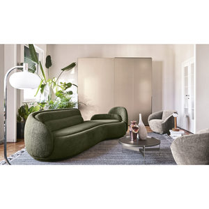 Peonia High-End Home Furniture Set Premium <b>Fabric</b> and Genuine Leather <b>Sofa</b> with Extendable Peninsula Upholstered - Product Image 2