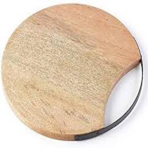 Acacia Wooden Round Chopping Board for Pizza Vegetables Cutting Kitchen Home Hotel Restaurant Use QAMAR OVERSEAS Model QO-1071AB - Product Image 5