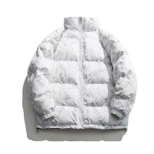 Wholesale Winter Breathable <b>Canvas</b> Puffer <b>Jacket</b> Custom Logo Print Stand Collar Casual Outdoor Women Men OEM Service Available - Product Image 5
