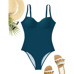 Maillots de bain une pièce licou sexy pour femmes ensemble de bikini de couleur assortie personnalisé maillots de bain vêtements de plage pour vintage - Product Image 5