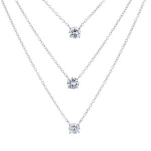 Collana a Tre Strati alla Moda in Tre Tonalità e Argento Sterling con Cristalli - Product Image 3