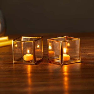 ชุดโคมไฟแก้ว3โถแก้ว3ชิ้นทำด้วยมือเชิงเทียนโลหะ - Product Image 5