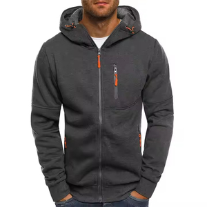 Sweat à capuche vierge zippé avec logo personnalisé pour hommes 100% Veste de designer graphique à col montant en polyester sérigraphie personnalisée de haute qualité - Product Image 6