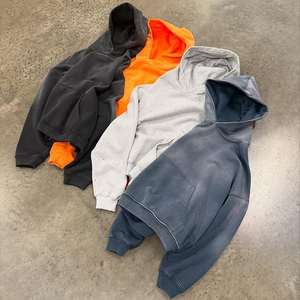 Sudadera con Capucha de Moda Invernal para Hombre, 100% Algodón, Lavado Desteñido, Estilo Urbano, con Bordado y Detalles Decorativos de Pedrería - Product Image 2