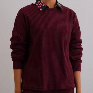 เสื้อสเวตเตอร์คอกลมแขนยาวผ้าฝ้ายแบบสวมหัวมีฮู้ดไซส์ใหญ่พิเศษกันลมสีทึบดีไซน์แบบ100% - Product Image 2