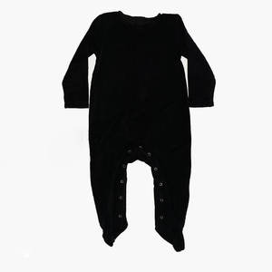 Mono con Cuello Redondo, Estampado de Logotipo, Mangas Largas, Cuello Redondo, Botones, Cierre Trasero de Terciopelo, Negro, Otoño Invierno - Product Image 2