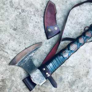 Hacha de Batalla Ragnar de Grado Industrial, Herramienta de Caza y Campamento, Construcción de Acero de Damasco y Madera - Product Image 6