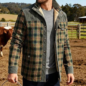 Veste chemise en flanelle à carreaux doublée en sherpa pour homme, boutons-pression, veste d'hiver chaude avec doublure en polaire douce, confortable et isolée pour l'extérieur - Product Image 6