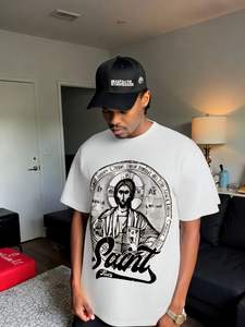 100% algodón cómodo de gran tamaño para hombres Casual para camisas transpirables con patrón diseño en blanco de talla grande camisetas para hombres - Product Image 2