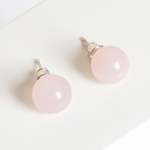 Pendientes de Moda Jeulia con Cuarzo Rosa Natural Redondo para Sanación Emocional - Product Image 5