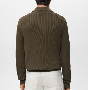 Suéter de Punto con Cuello en V y Solapa, Ropa Casual de Otoño e Invierno, Suéter Liso de Manga Larga para Hombre - Product Image 2